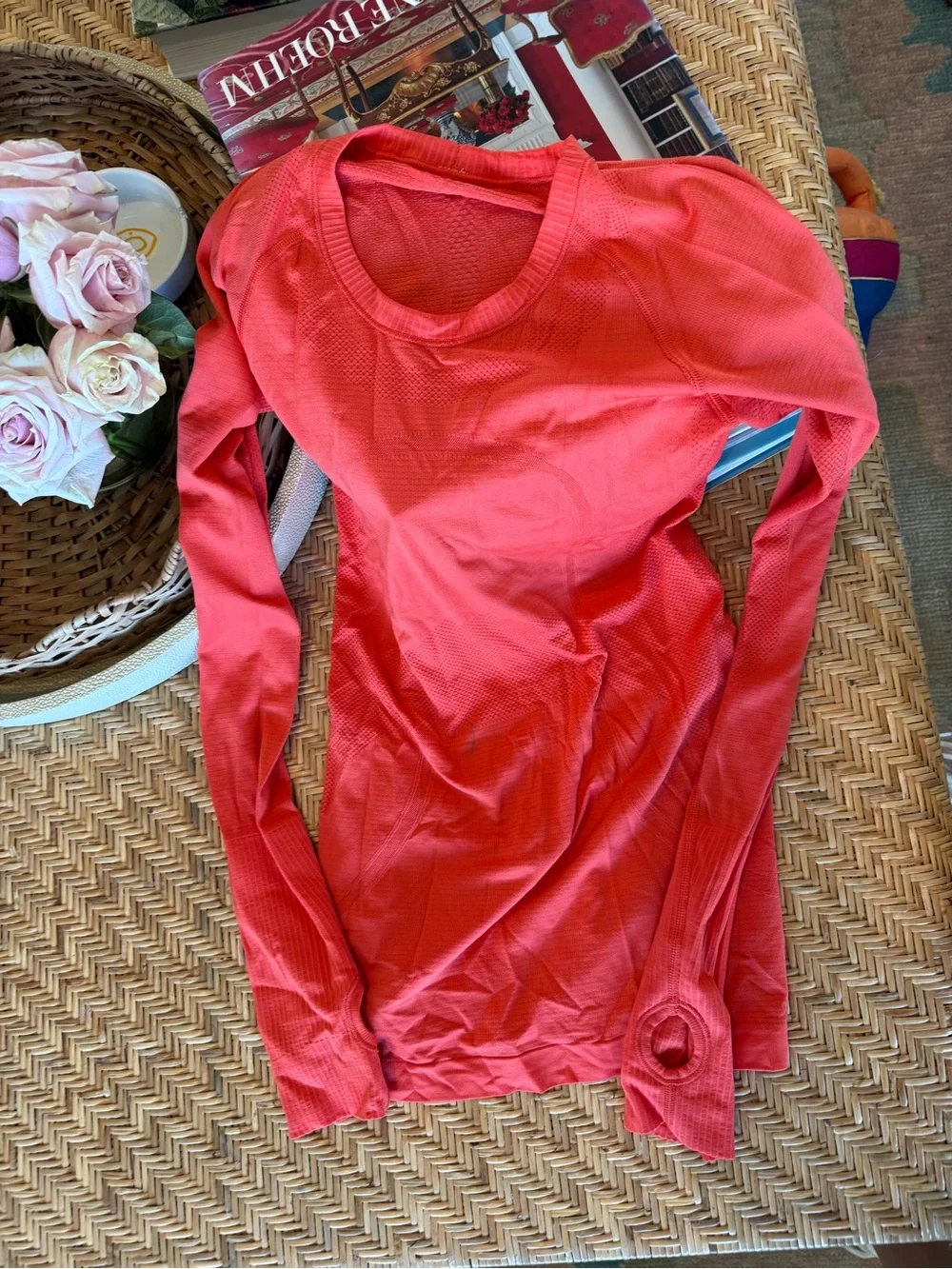 lululemon athletica Long-Sleeve Performance Tee in Coral - Picture 1 of 5